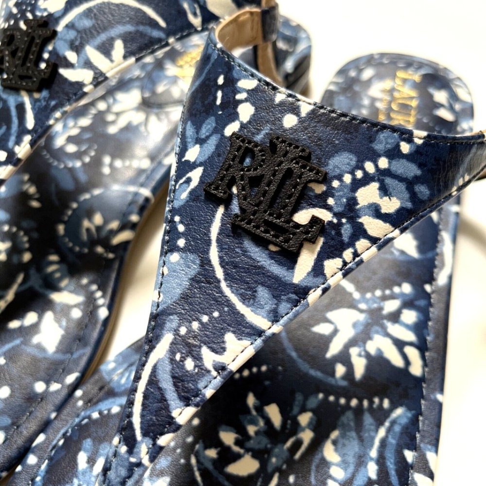 Ralph Lauren Ellington Blue Floral Thong Sandals Women's Size 9 NWOB Summer - Picture 4 of 9